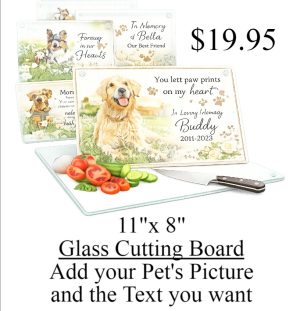8"x11" Custom Printed Glass Cutting Board