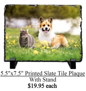 5.5"x7.5" Printed Slate Tile Plaque / with stand